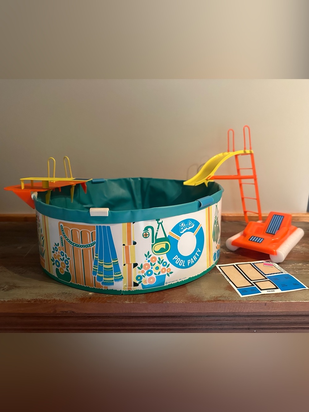 1973 Barbie Pool Set slide deck diving board lounge chair float vintage Mattel